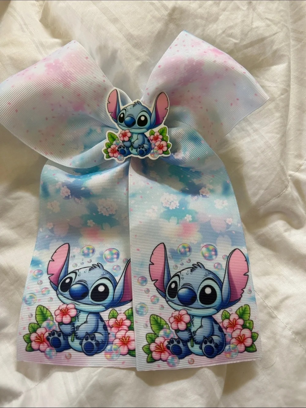 Cute Blue Stitch Kids Hair Bow